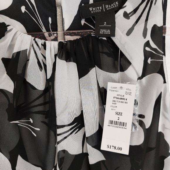 WHBM Layered Chiffon Floral Pleated Flare Dress - Picture 5 of 13